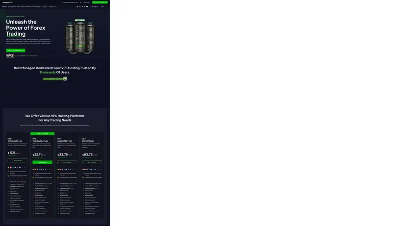 TradingFXVPS homepage screenshot