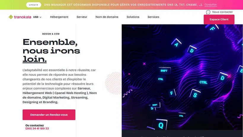 Tranokala homepage screenshot