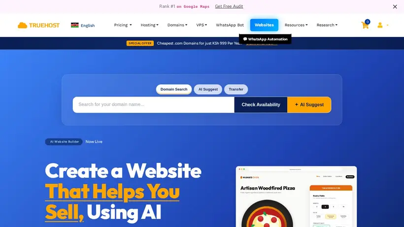 Truehost Cloud Kenya homepage screenshot