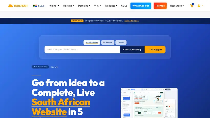 Truehost Africa homepage screenshot