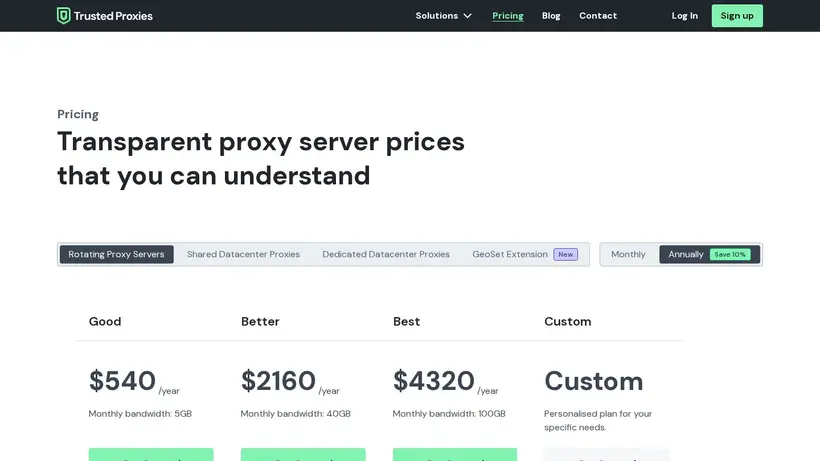Trusted Proxies homepage screenshot