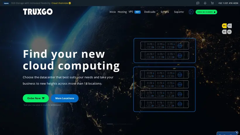 Truxgo Servers homepage screenshot