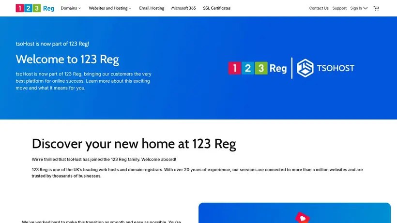 Tsohost UK homepage screenshot