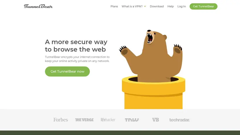 TunnelBear homepage screenshot