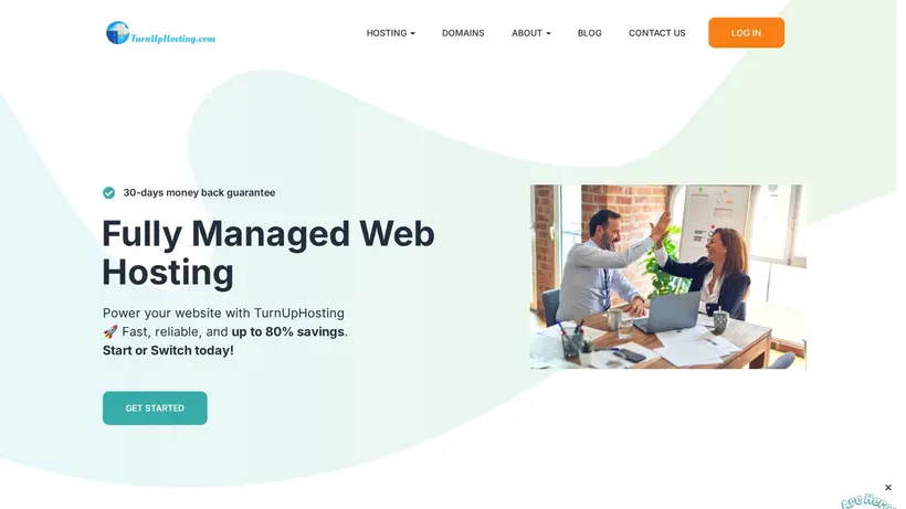 Turn Up Hosting homepage screenshot