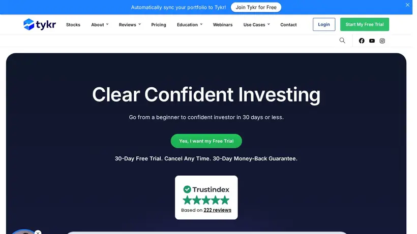 Tykr homepage screenshot