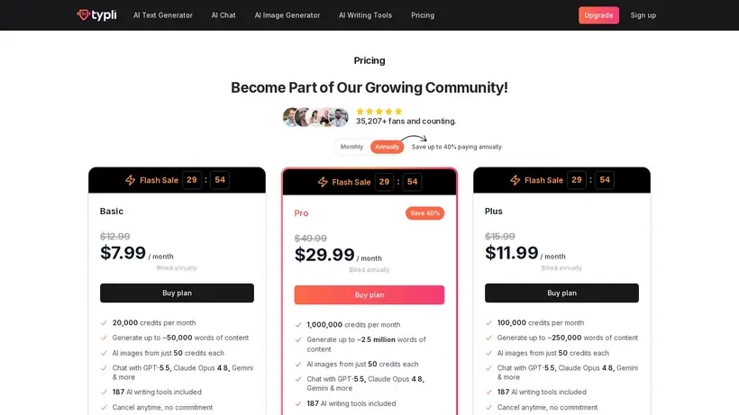 Typli homepage screenshot