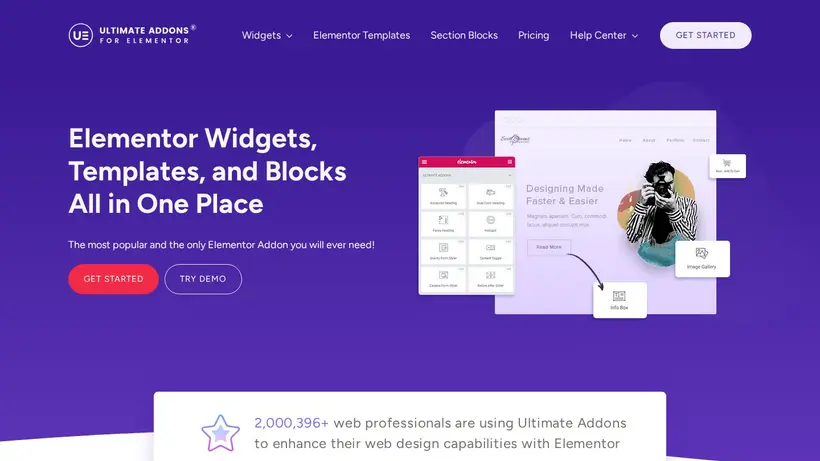 Uaelementor homepage screenshot