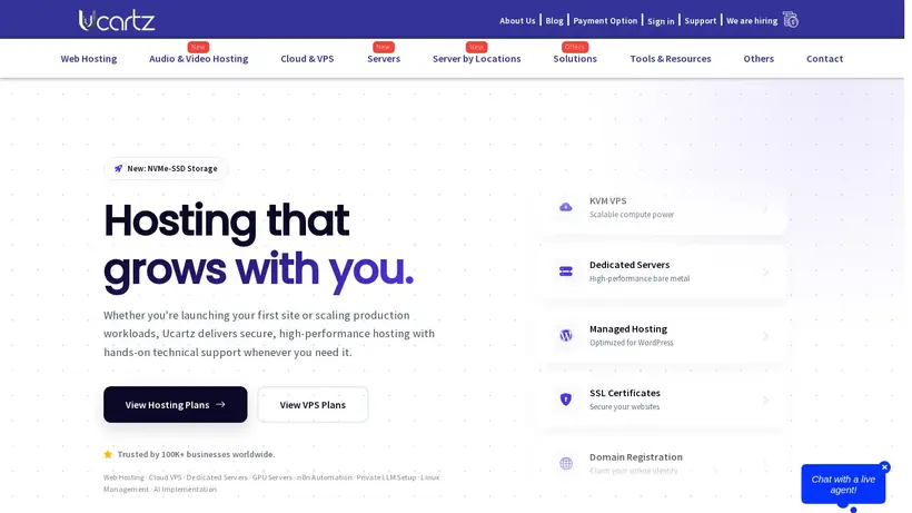 Ucartz homepage screenshot
