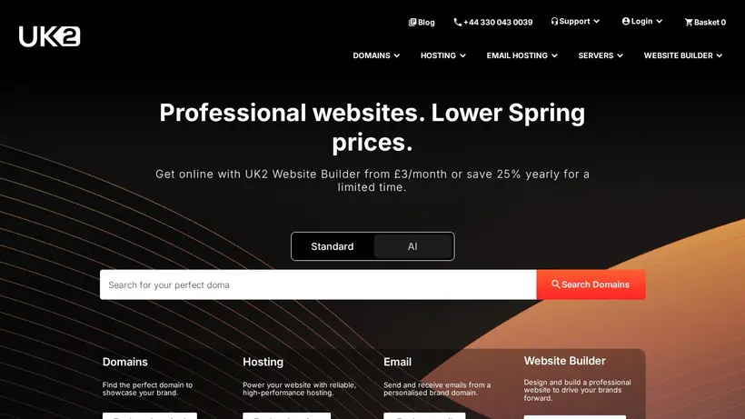 Uk2.net homepage screenshot
