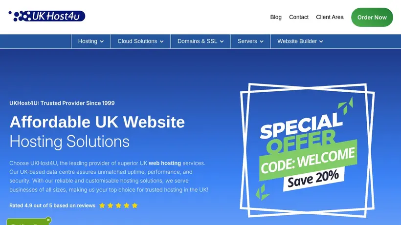 UKhost4u homepage screenshot