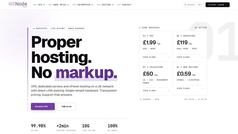 UK Node homepage screenshot