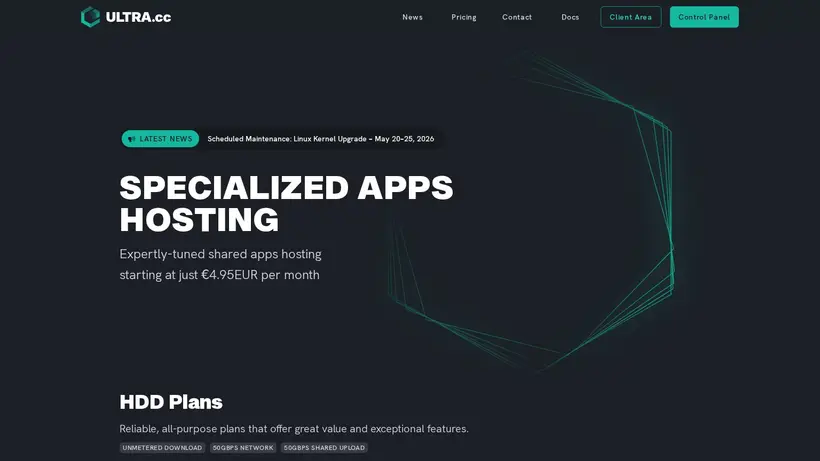 Ultra Seed Box homepage screenshot