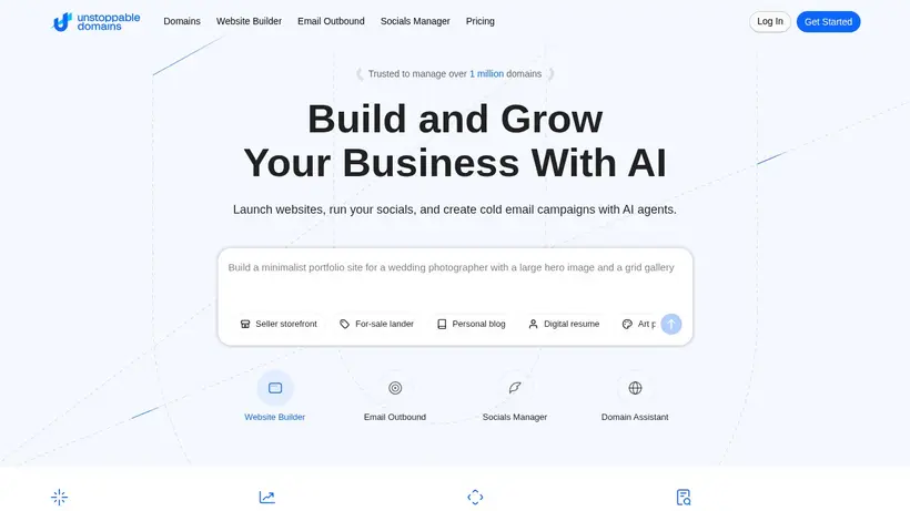 Unstoppable Domains homepage screenshot