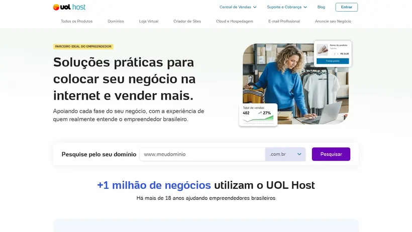 UolHost homepage screenshot