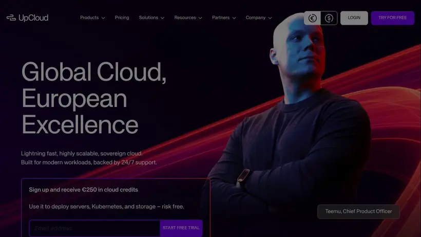 Up Cloud homepage screenshot