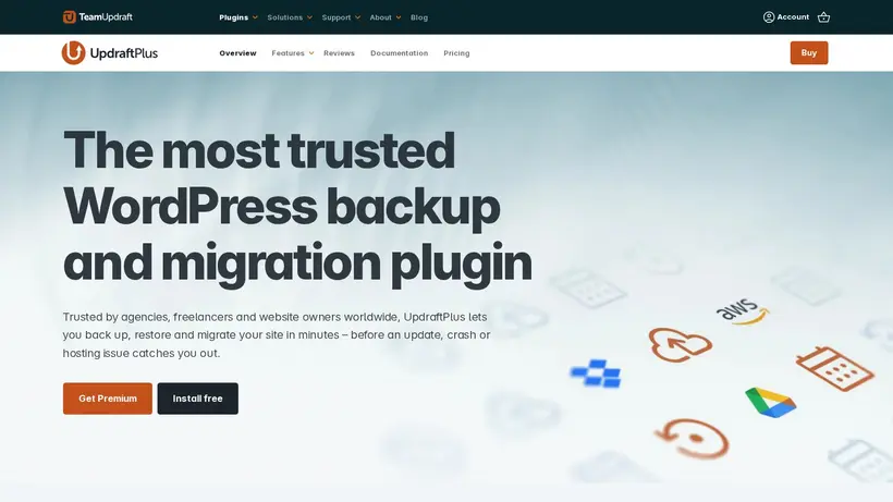 UpdraftPlus homepage screenshot
