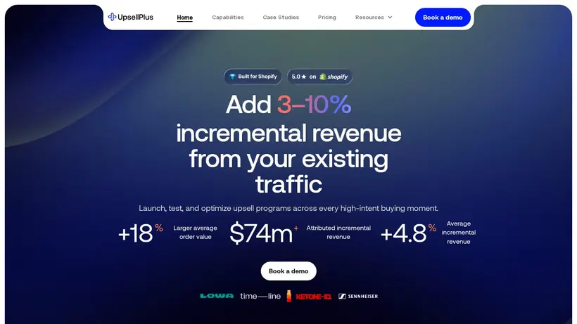 UpsellPlus homepage screenshot