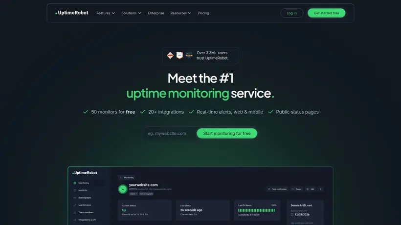Uptime Robot homepage screenshot