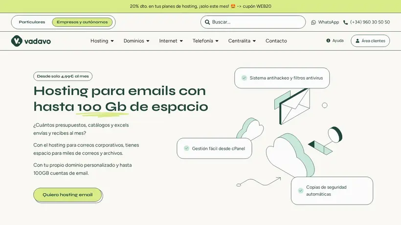 Vadavo homepage screenshot