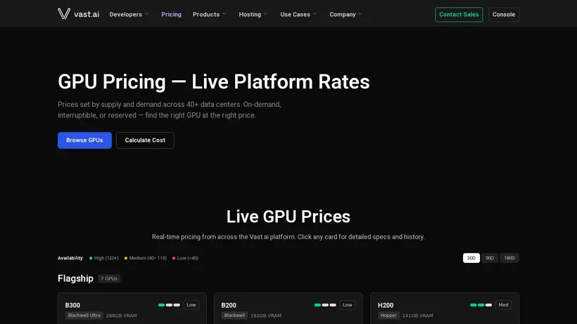 Vast.ai homepage screenshot