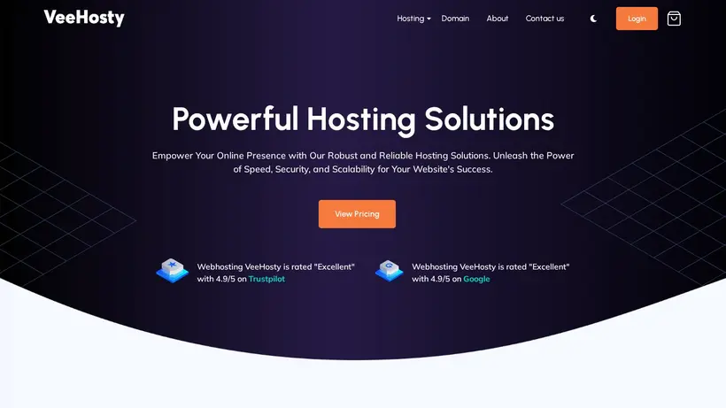 VeeHosty homepage screenshot