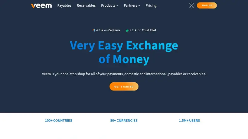 Veem homepage screenshot