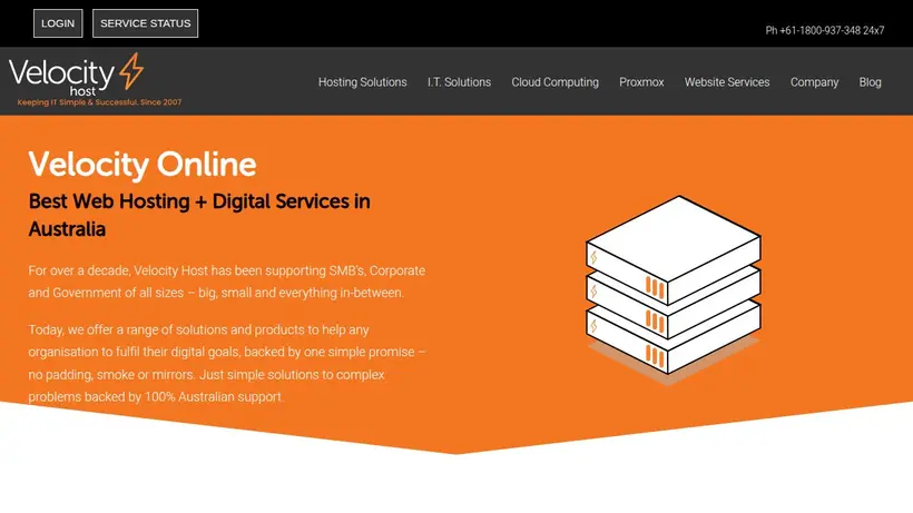 Velocity Host homepage screenshot