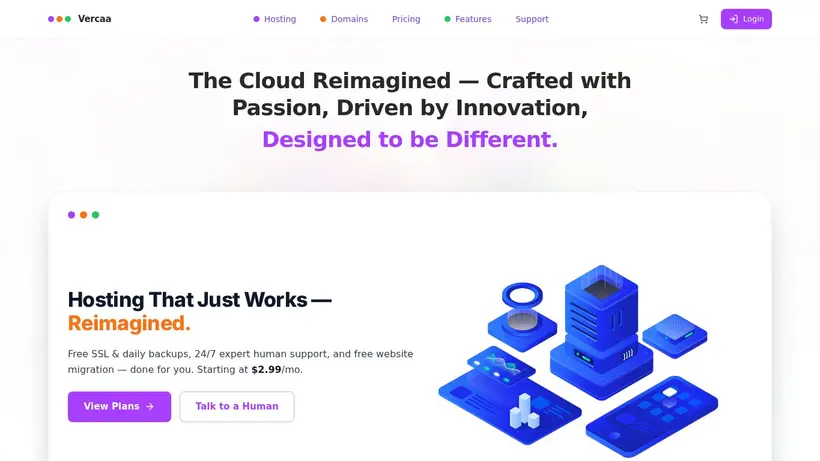Vercaa homepage screenshot