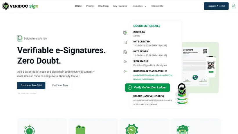 VeriDoc Sign homepage screenshot