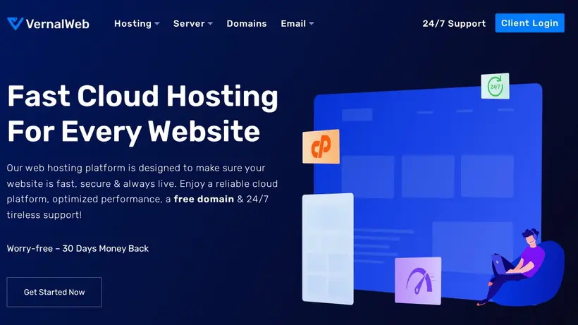 VernalWeb homepage screenshot