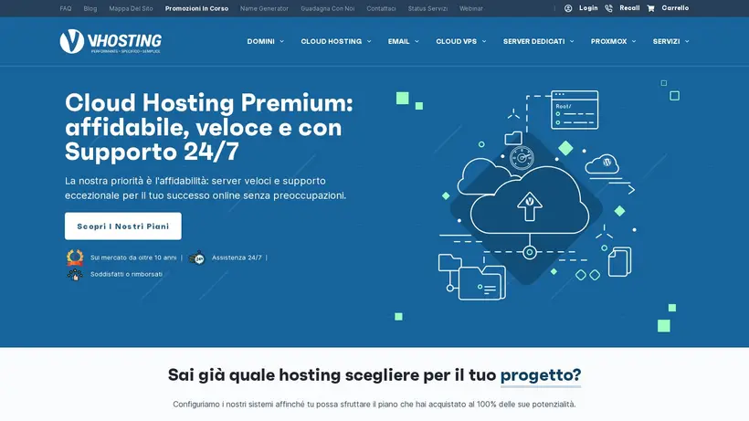 VHosting homepage screenshot