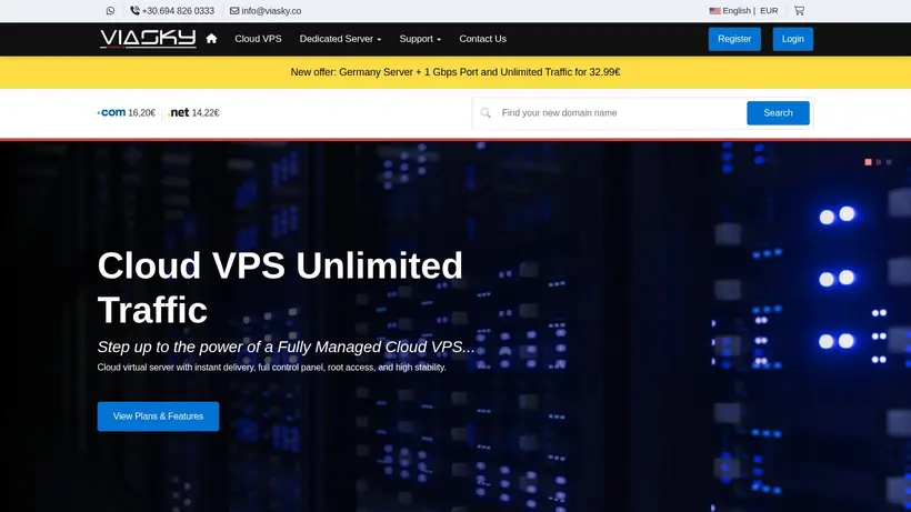 Viasky.co homepage screenshot