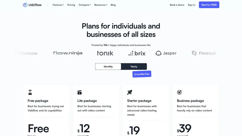 Vidz Flow homepage screenshot