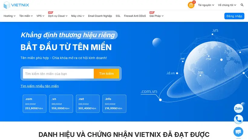 Vietnix homepage screenshot