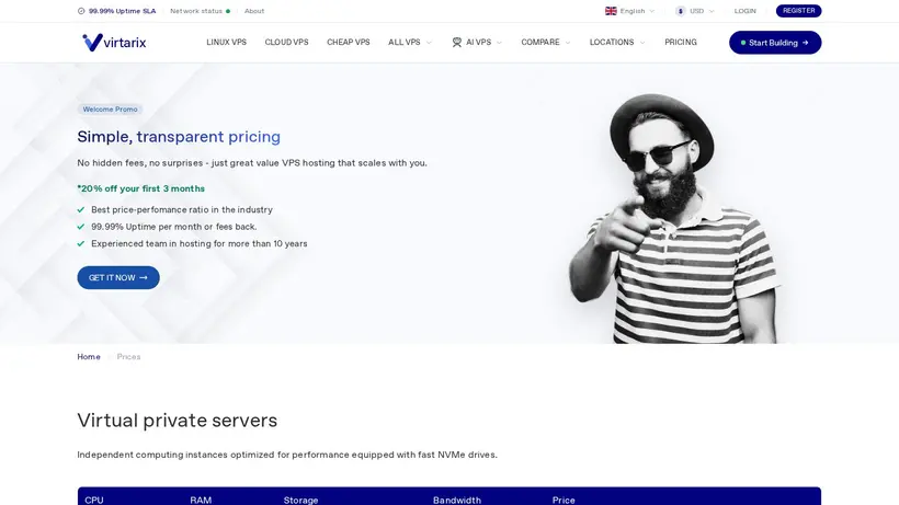 Virtarix homepage screenshot