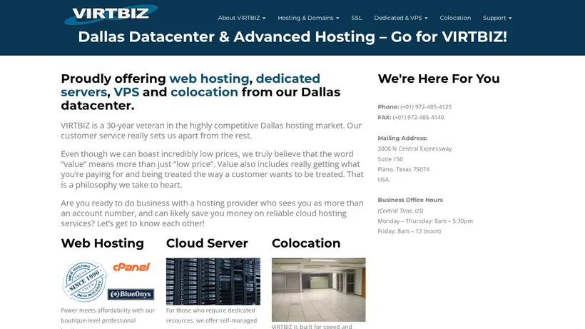 Virtbiz homepage screenshot