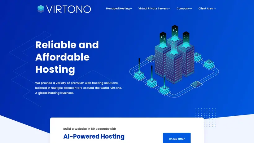 Virtono homepage screenshot