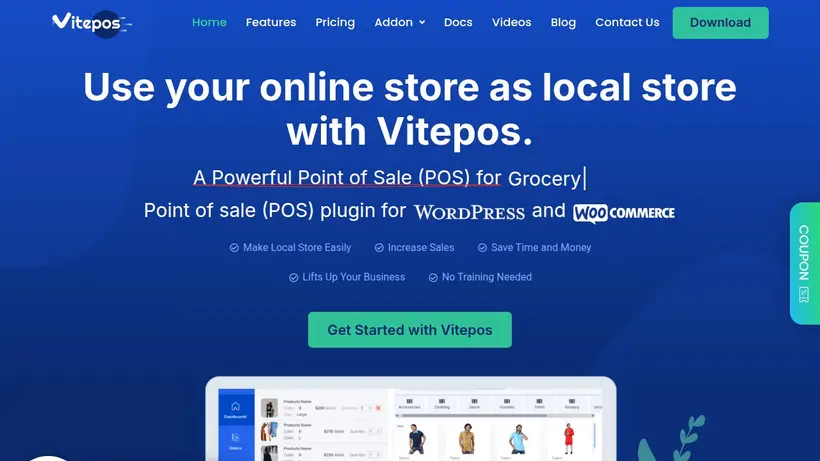 Vitepos homepage screenshot