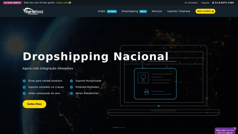 Vitoria Host homepage screenshot