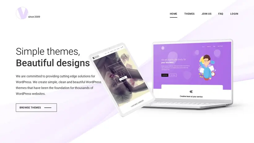 Viva Themes homepage screenshot