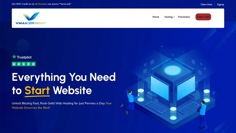 VMakerHOST homepage screenshot