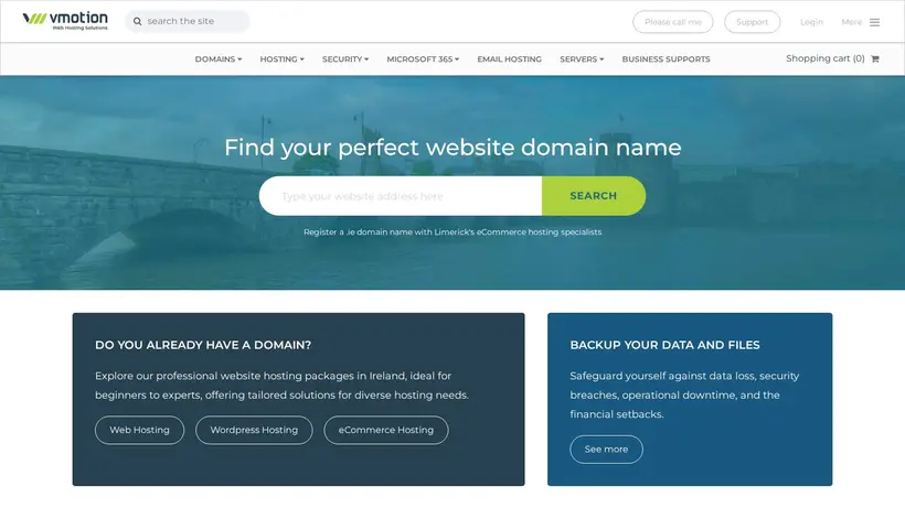 VMotionHost homepage screenshot