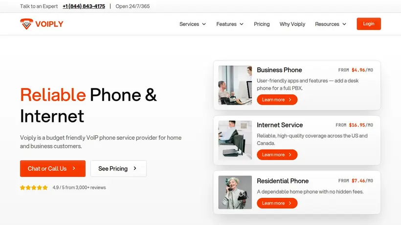 Voiply homepage screenshot