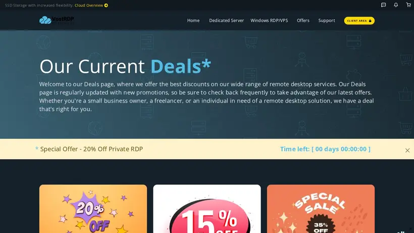 Vost RDP homepage screenshot