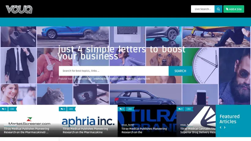 Voua homepage screenshot