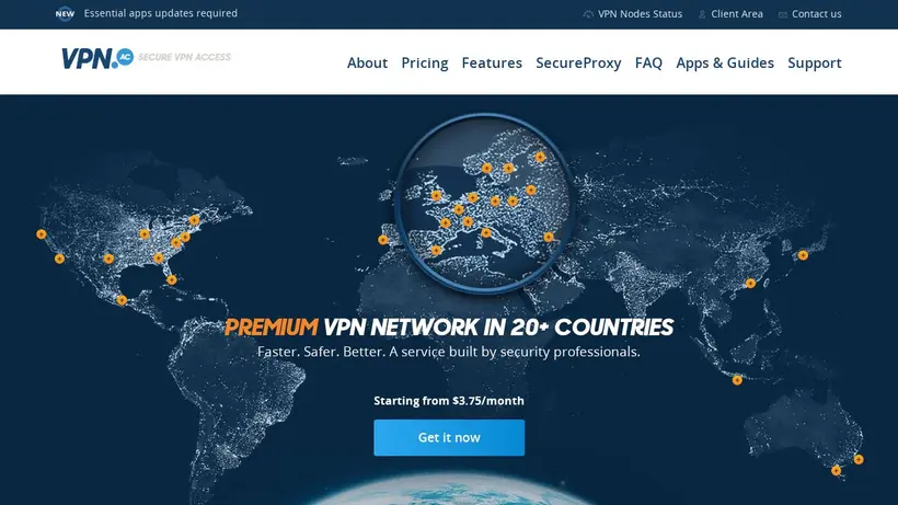 VPN.ac homepage screenshot