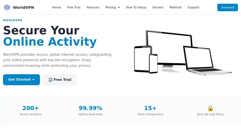 VPN Keys homepage screenshot