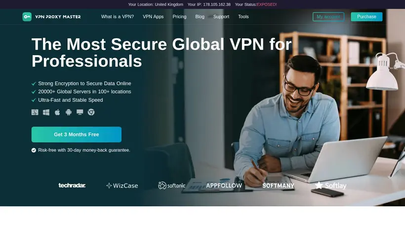 VPN Proxy Master homepage screenshot