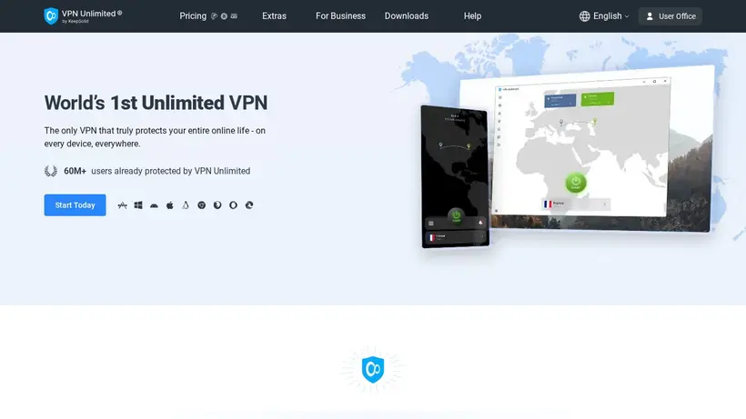VPNUnlimited homepage screenshot